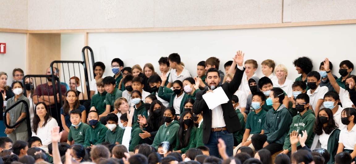 Antonio López speaking at The Harker School